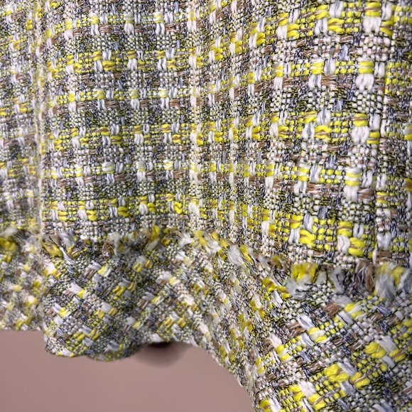Coldwater Creek Tweed Jacket Women's Size 10 Yellow Black White Zip Front - Picture 7 of 10